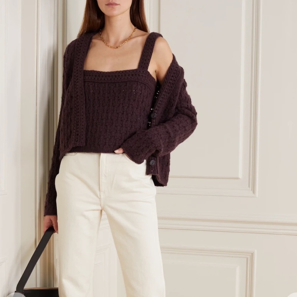 VINCE Wool-Cashmere Crochet Cami